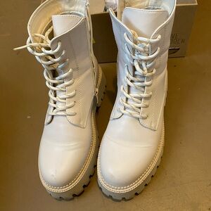 Steve Madden cream combat boot